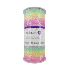 5.375" x 1yd. Pastel Rainbow Encrusted Glitter Ribbon