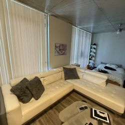 White And Grey Sectional And Reclining Chair 