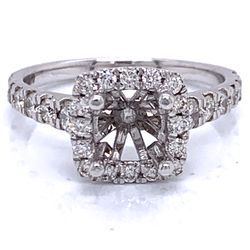 Engagement Ring Semi-Mount Setting For 1.50 Ct Round W/ 0.72 Ct Diamond Accents