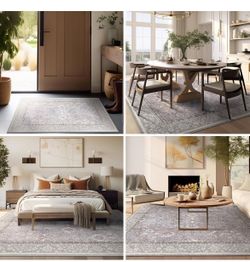 6x9 Area Rugs, Vintage Rug, Large Area Rug, Rugs for Living Room, Bedroom, Kitchen, Dinner, Lilac/Grey/Beige Home Decor