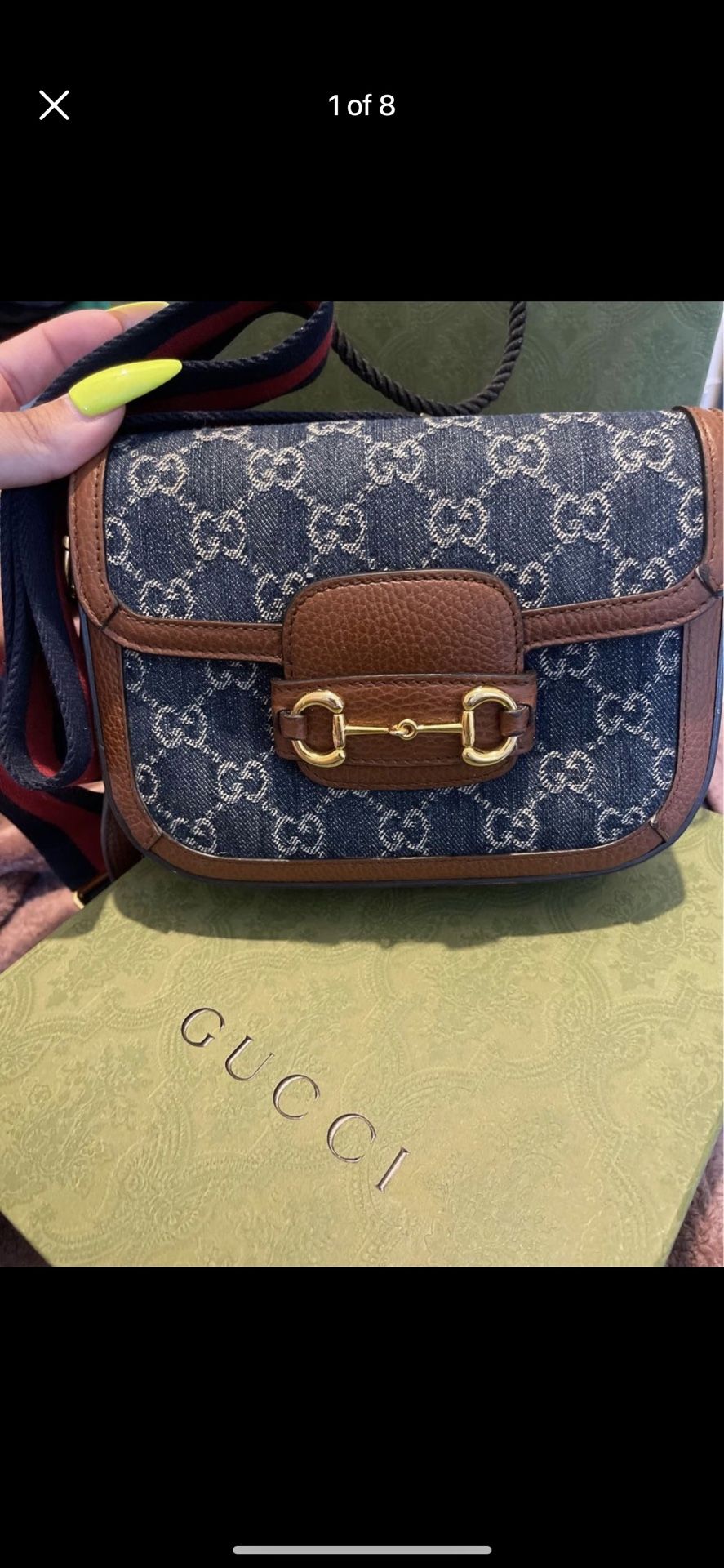 GUCCI HORSEBIT GG DENIM CROSSBODY