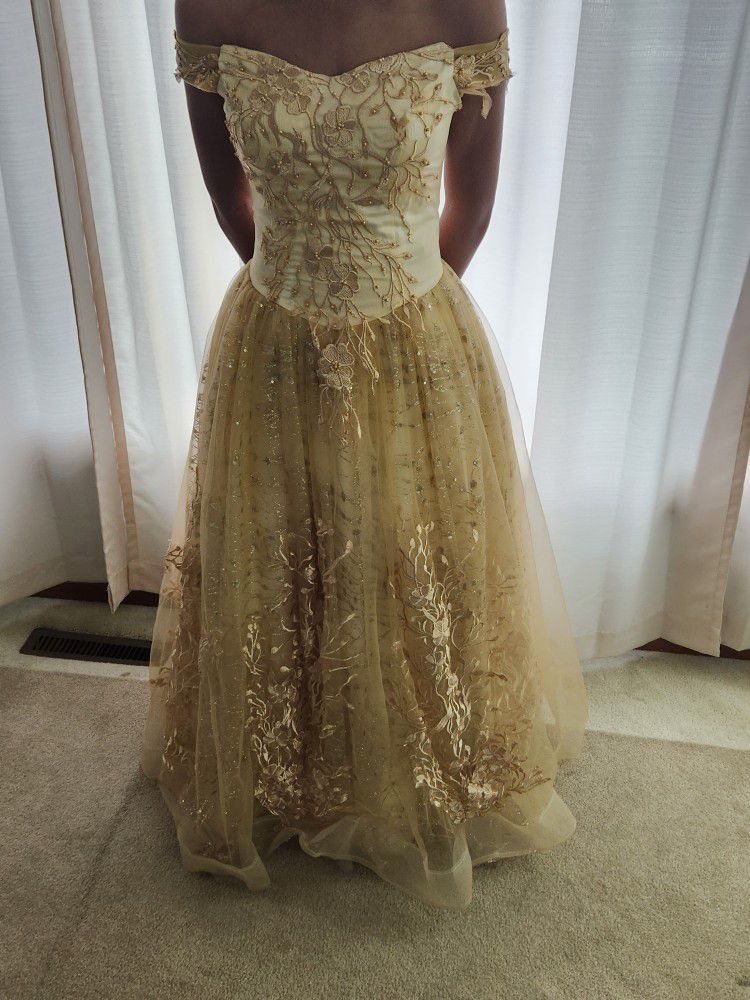 Gorgeous Gold Floor Length Gown-Size 4