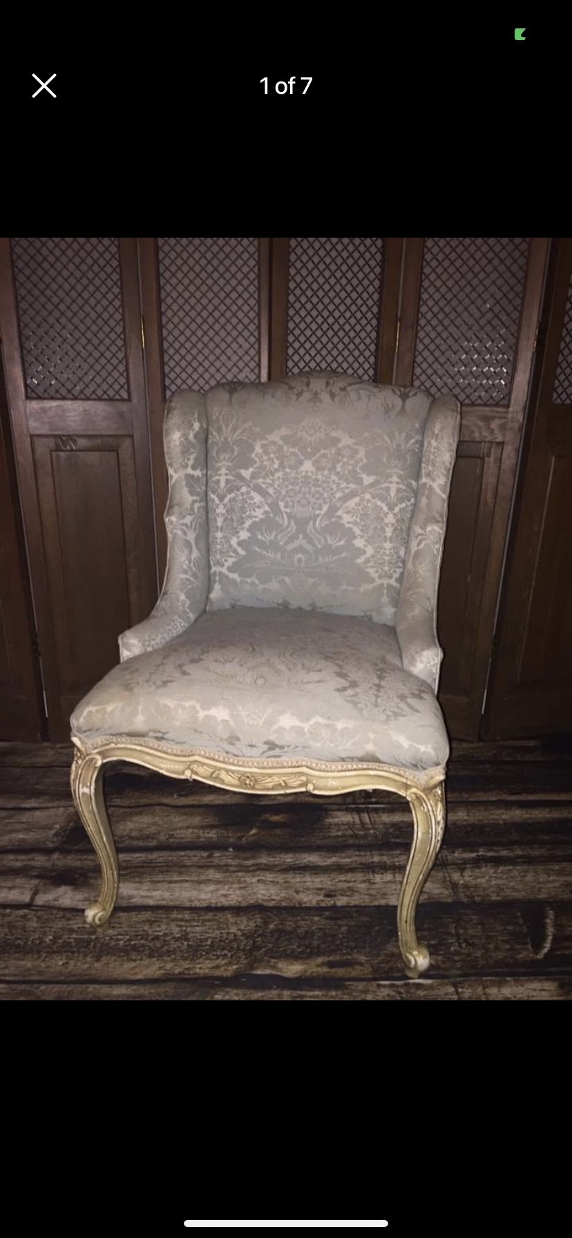 Vintage French Parlor/Accent Chair Damask Fabric