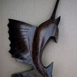 Hand Carved Wooden Swordfish, Birds, Egret, Elephant Head, Footballs