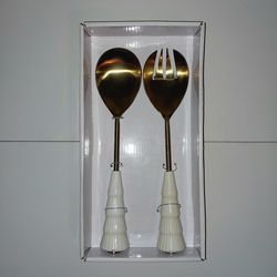 Thirstystone Salad Servers Gold White Set of 2