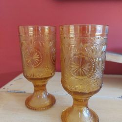 MCM Stunning Vintage  Amber Brockway Cocktail Glasses