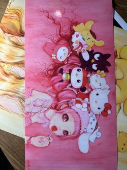 Cute Girl with Kawaii Characters Poster