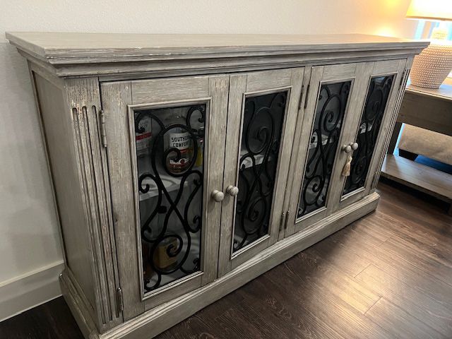 Ashley Antique Gray Glass Cabinet 