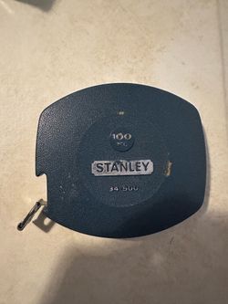 Vintage Stanley 100 Foot Measuring Tape 34-500 Blue Made in USA Works Vintage