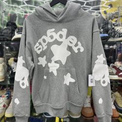 GREY/WHITE SP5DER HOODIE! 