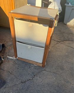 Wood Frame Laundry Hamper with Fabric Bins