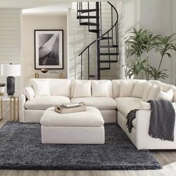 Gorgeous Modular Sectional In Soft White Linen-Like Fabric! Lowest Prices Ever!
