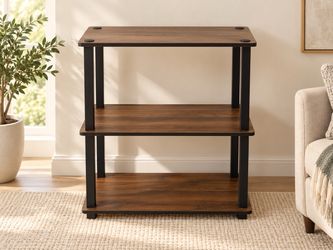 3-Tier Dark Walnut / Espresso Storage Shelf & End Table