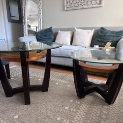 2 Glass & Wood Tables 