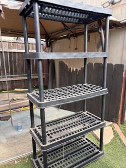 Five tier plastic shelf