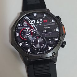 Smart Watch Heavy Duty Black Silicone 1.8" Screen Hiking Compass 3+ Days Bat.