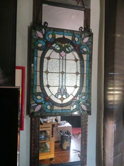 Stained Glass Hanging  Framed Piece 18 Inches Wide 24 Inches Tall..no Shipping Available..not Accepting Any Low Offers..not Answering Is This Availabl