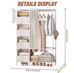 New : Clothes Rack Heavy Duty Loads 780LBS Clothing Racks For Hanging Clothes Adjustable Metal Wardrobe Closet,45.5" W X 77" H X16.5 D Black White