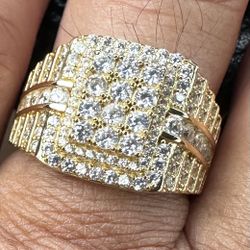 Men Ring .925 Sterling Silver Gold Plated 