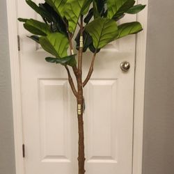 Warmplants Artificial Fiddle Leaf Fig Tree, 5ft Tall Fake Fiddle Leaves Silk Plant With Basket, Faux Ficus Lyrata Tree For Indoor Outdoor Home Office 