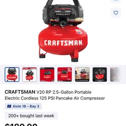 Craftsman V20 2.5 Gallon Portable Air Compressor.