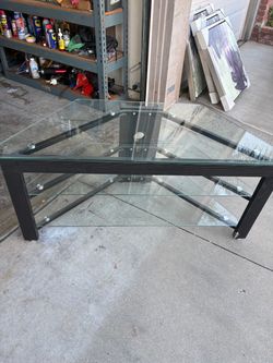 Glass Top TV Stand with Lower Shelf