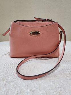 Nanette Lepore Peach Pink Three Pocket Dressy Gold Accent Crossbody Bag Purse - Please Read Description