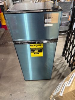 4.5 Cu.Ft Mini Fridge with Freezer, 2 Door Mini Refrigerator, Bedroom Use, Dorm Use Stainless steel
