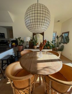 Round wooden rustic table