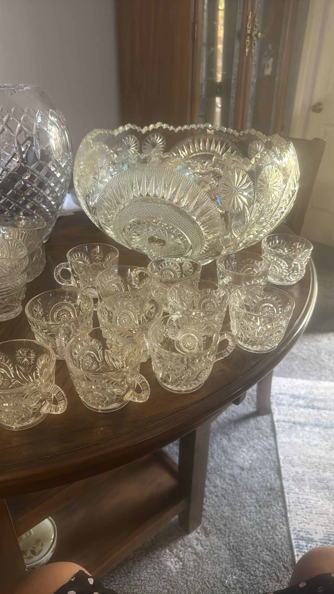 Vintage Crystal Punch Bowl