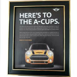 8x10 Framed Original advertisement for the MINI Hardtop, celebrating "A-cups"