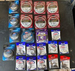 Fishing line, hooks, swivels