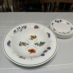Large Williams Sonoma Serving Bowl With Matching Plates 