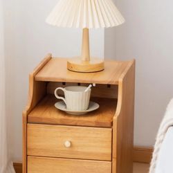 Narrow Nightstand with Drawers, 11.8" Slim Solid Wood Bedside Table - Open Box