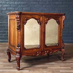 Antique French Louis XV Style Walnut Cabinet w/ Mirrored Doors, c.1920's - Delivery Available 