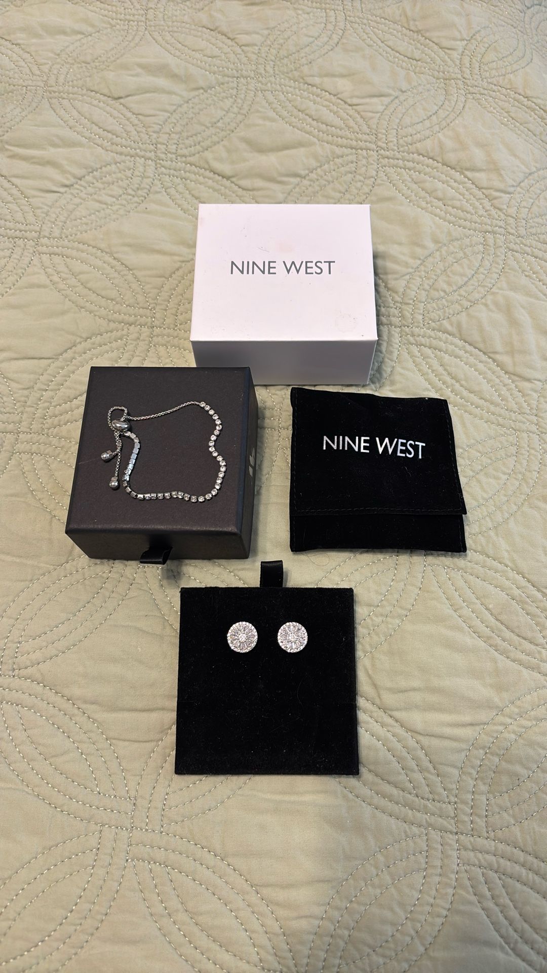 New Nine West Rhinestone Bracelet and Earrings