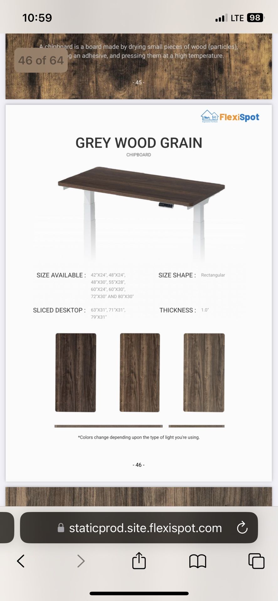 Flexispot Desk Top - Grey Wood Grain