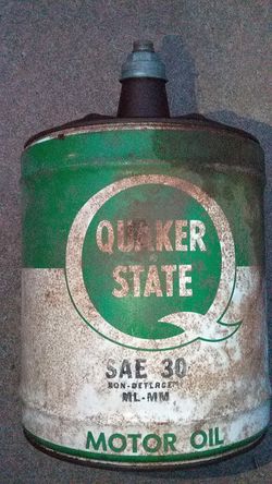 Quaker State metal motor oil can 5 gallon