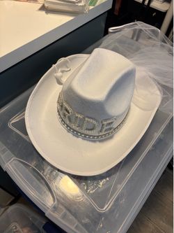 Bride Cowboy Hat with Veil – Worn Once – Like New