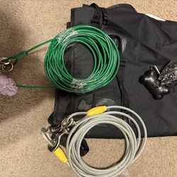 Dog tie out leash chains and backseat cover 