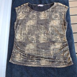 Calvin Klein Black/Gold Sleeveless Top Size L