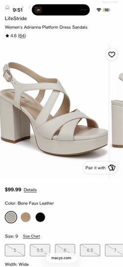 Cream Platform Block Heel Sandals $45