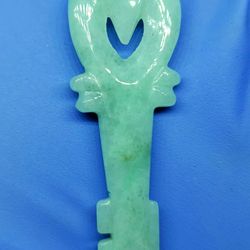 Burmese icy type A jadeite jade pendant lucky Key.