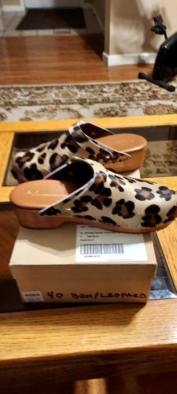 Swedish Hasbeens Husband Clogs Size 40 Leopard Genuine Anthropologie NIB