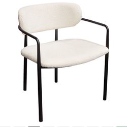 Skyler Dining Chairs In Ivory Boucle Fabric W/ Black Metal Frame 150 Each 6 available
