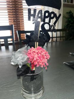 Black and pink party decor 18 bday