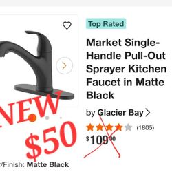 Glacier Bay
Market Single-Handle Pull-Out Sprayer Kitchen Faucet in Matte Black