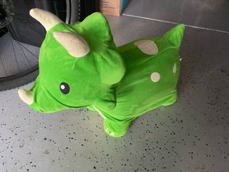Green Triceratops Plush Ride-On Toy