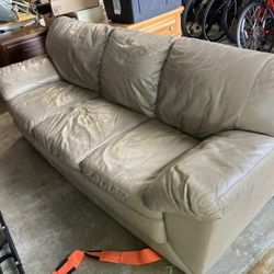Tan Leather 3 Seat Couch