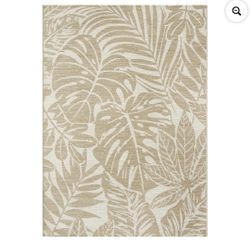 NEW 5'x7' Neutral Palm Beige 5X7, Outdoor Rug.